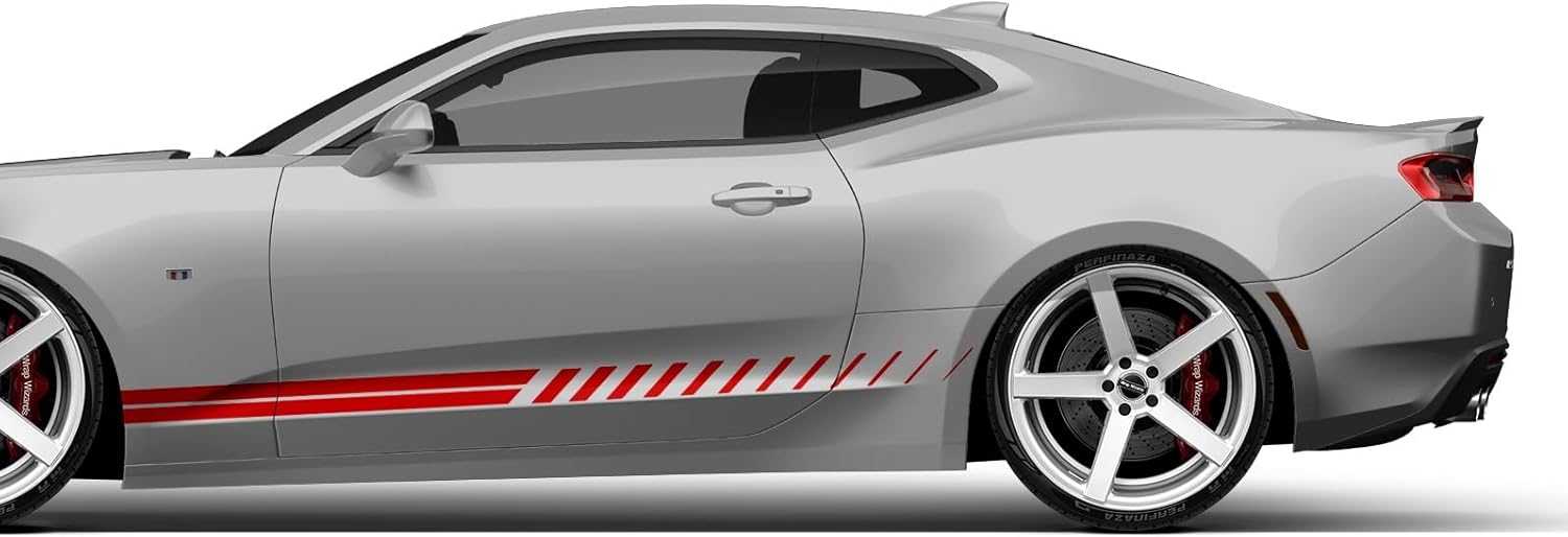 Twin Thin Stripes Graphics Decals Compatible with Chevrolet Camaro (White)