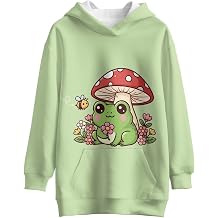 Kids Long Sleeve Pullover Hoodies Animal Hoodie Frog Sweatshirt Girls with Pocket Casual Clothes Size 5-14 Years
