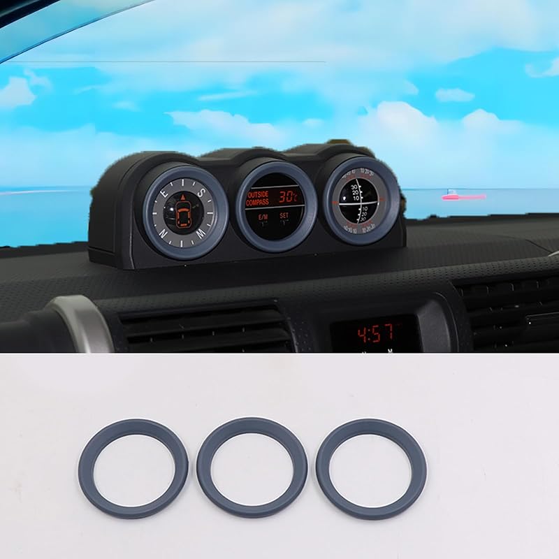 Moldura de acabamento do console central com adesivo de bússola para Toyota FJ Cruiser, azul névoa, kit com 3 peças