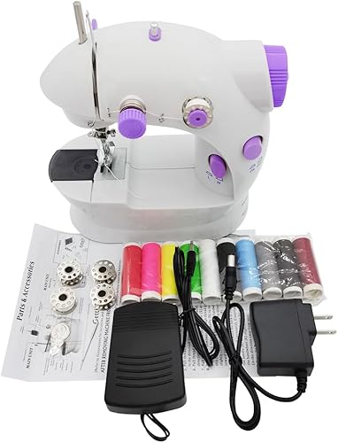 Miniatura 8 de EarfnBabi Mini máquinas de coser portátiles de dos hilos de doble velocidad con interruptores dobles Máquina de coser eléctrica adecuada para el