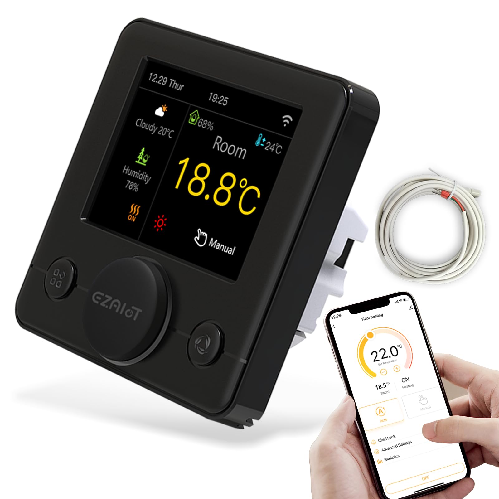 Termostato Da Presa WiFi EZAIoT Termostato Da Presa WLAN - Riscaldamento/raffreddamento Termostato Per Serra E Acquario