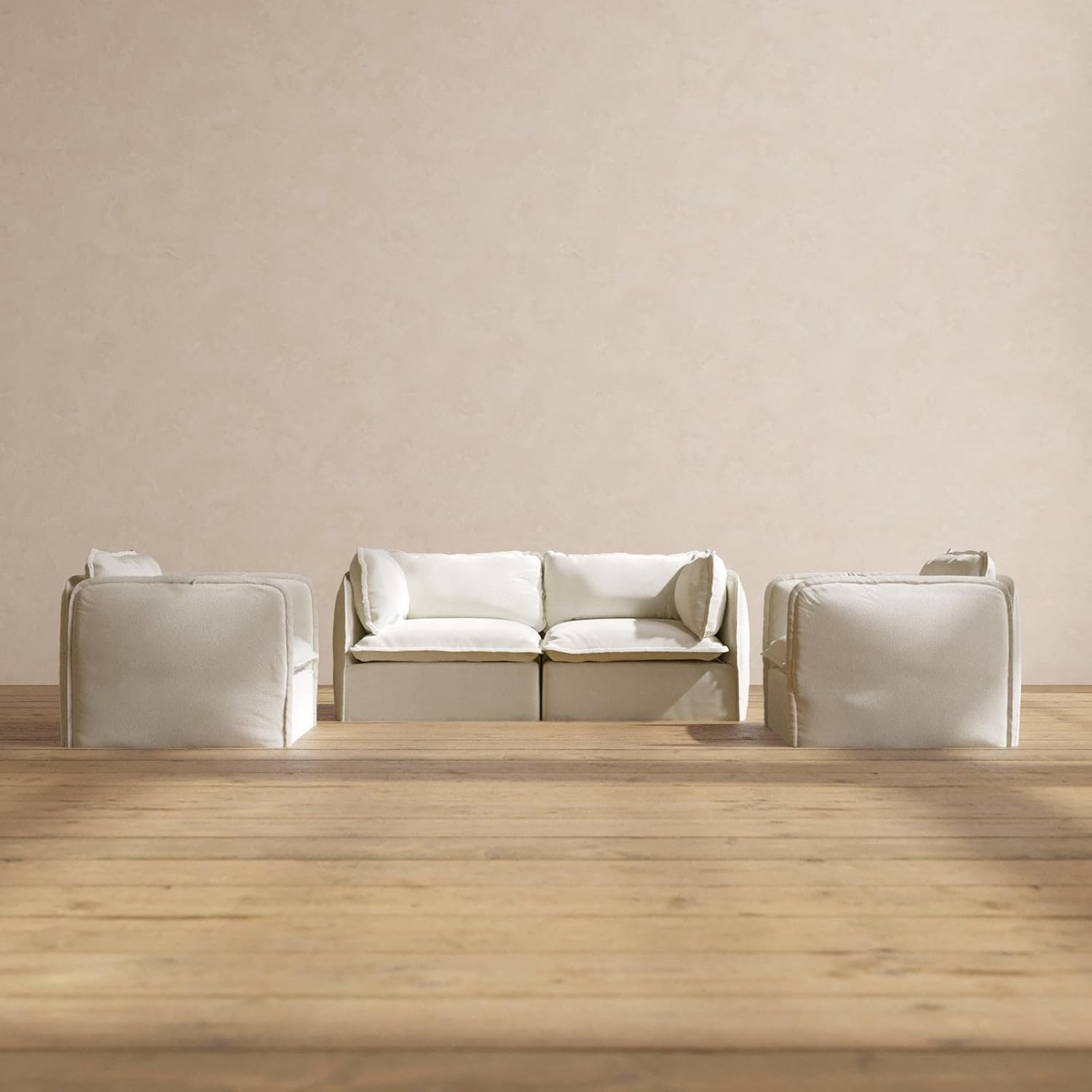 Anabei Slipcover Only - Modular Washable Armchair Set in Eggshell