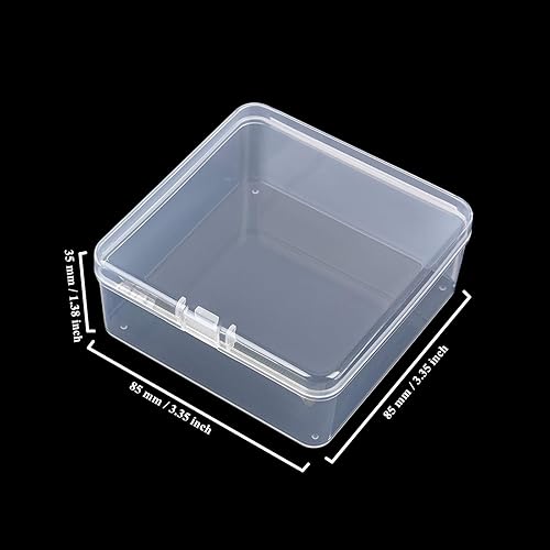 Miniatura 28 de Goodma 12 contenedores cuadrados vacíos de plástico transparente con tapas con bisagras para objetos pequeños y otros proyectos de manualidades