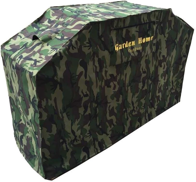 Grill Cover - Garden Home Up to 72" Wide, Water Resistant, Air Vents, Padded Handles, Elastic Hem Cord - Heavy Duty Burner Gas BBQ Grill Cover Camo