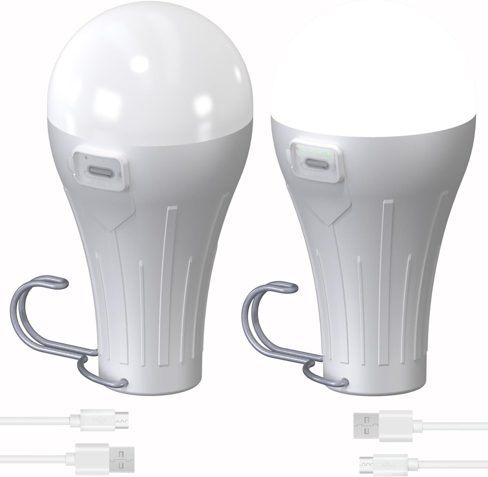 USB Rechargeable Camping Light Bulbs, Waterproof LED Tent Lights for Camping, 2 Pack Rechargeable Light Bulbs with 4 Light Modes for Camping, Hiking, Emergency, Indoor & Outdoor Use