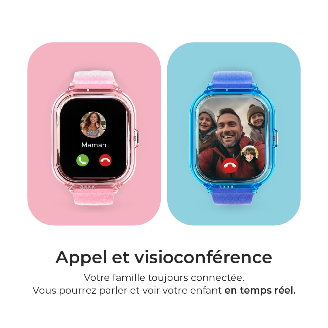SaveFamily Enjoy | Montre Intelligente pour Enfants avec Localisateur GPS, Jeux Amusants, Appareil Photo, Vidéo, Appels, Musique, Podomètre, SOS | Couleur Rose