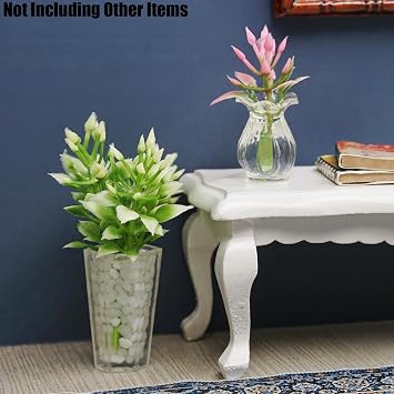Odoria 1/12 Miniature Potted Plants 2Pcs and Flower in Vase 5Pcs Dollhouse Decoration Accessories