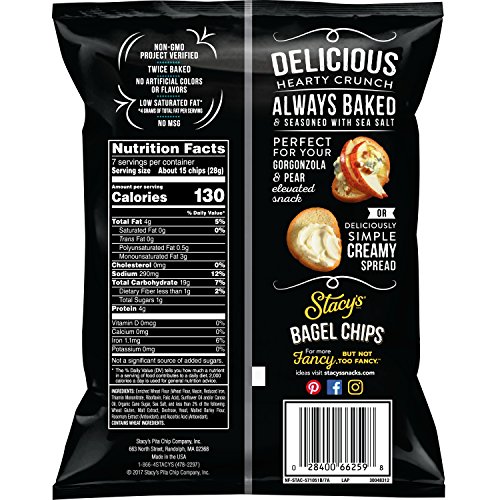 Stacy's Simply Naked Bagel Chips, 7 Ounce Bags (Pack of 12)