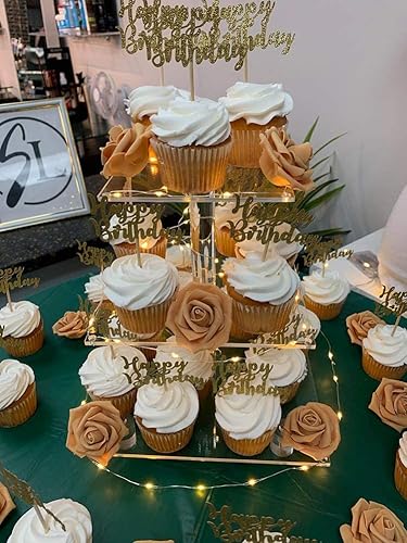 Miniatura 2 de Paquete de 24 adornos dorados para cupcakes de cumpleaños, para fiestas, tartas