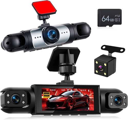 Dashcam 360° 4 Canaux 1080P pour Voiture avec Caméra Ava NHOPEEW