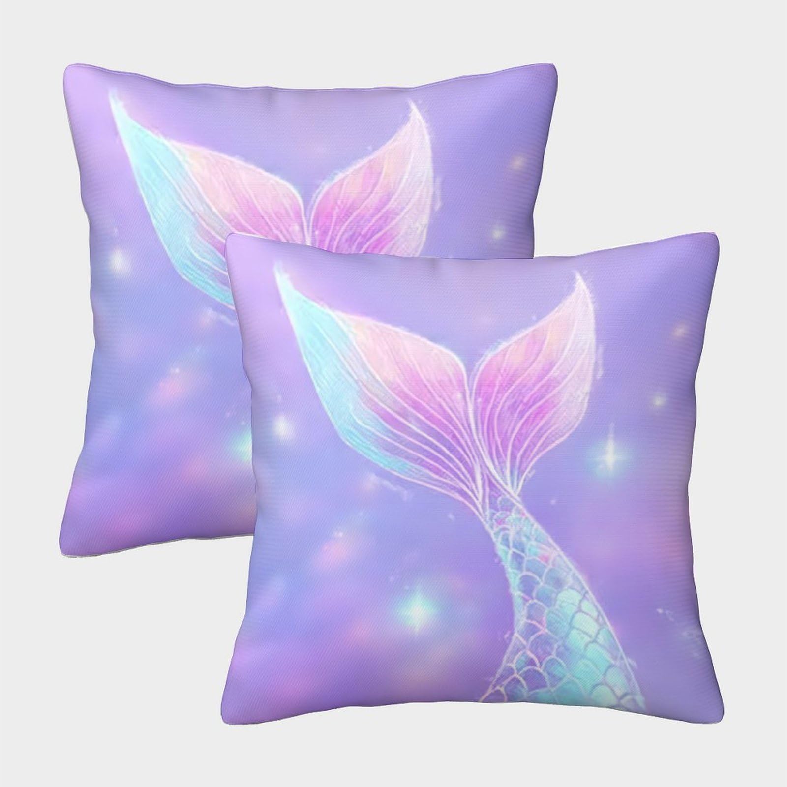 QFVANSIYO Dreamy Mermaid Tail 3D Printed Pillowcase Microfiber Bedding Decor Fantasy Mermaid Pillow Cover Soft Breathable for Home 45x45cm