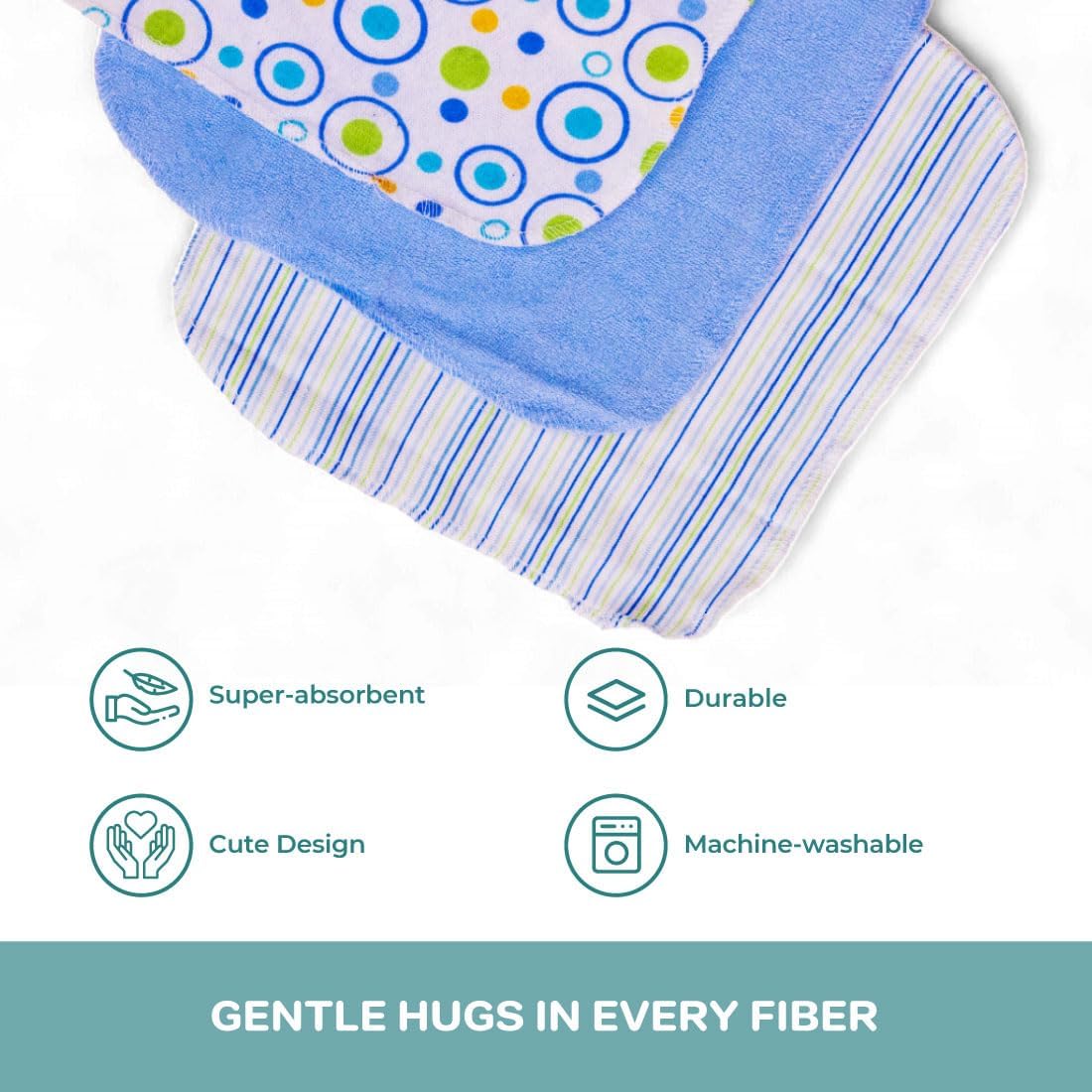 Spasilk Hooded Bath Towel and Washcloths Set for Newborns, 1 Soft Terry Baby Towel and 3 Baby Washcloths, Baby Essentials, Ideal, One Size, Blue Sailor image 4