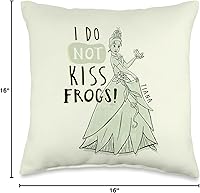 Vista 4 de Disney Princess Tiana I Do Not Kiss Frogs - Almohada de 15.7 x 15.7 in, multicolor