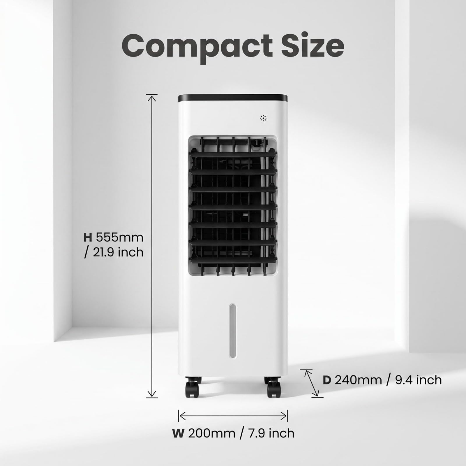 Climatiseur Évaporatif Mobile, Rafraîchisseur d'Air Silencieux 4 en 1, humidifier, Ionisé et Ventilateur, 3 Vitesses, 3 Modes, Réservoir 6L, Minuterie 7.5 h, Télécommande (Noir)