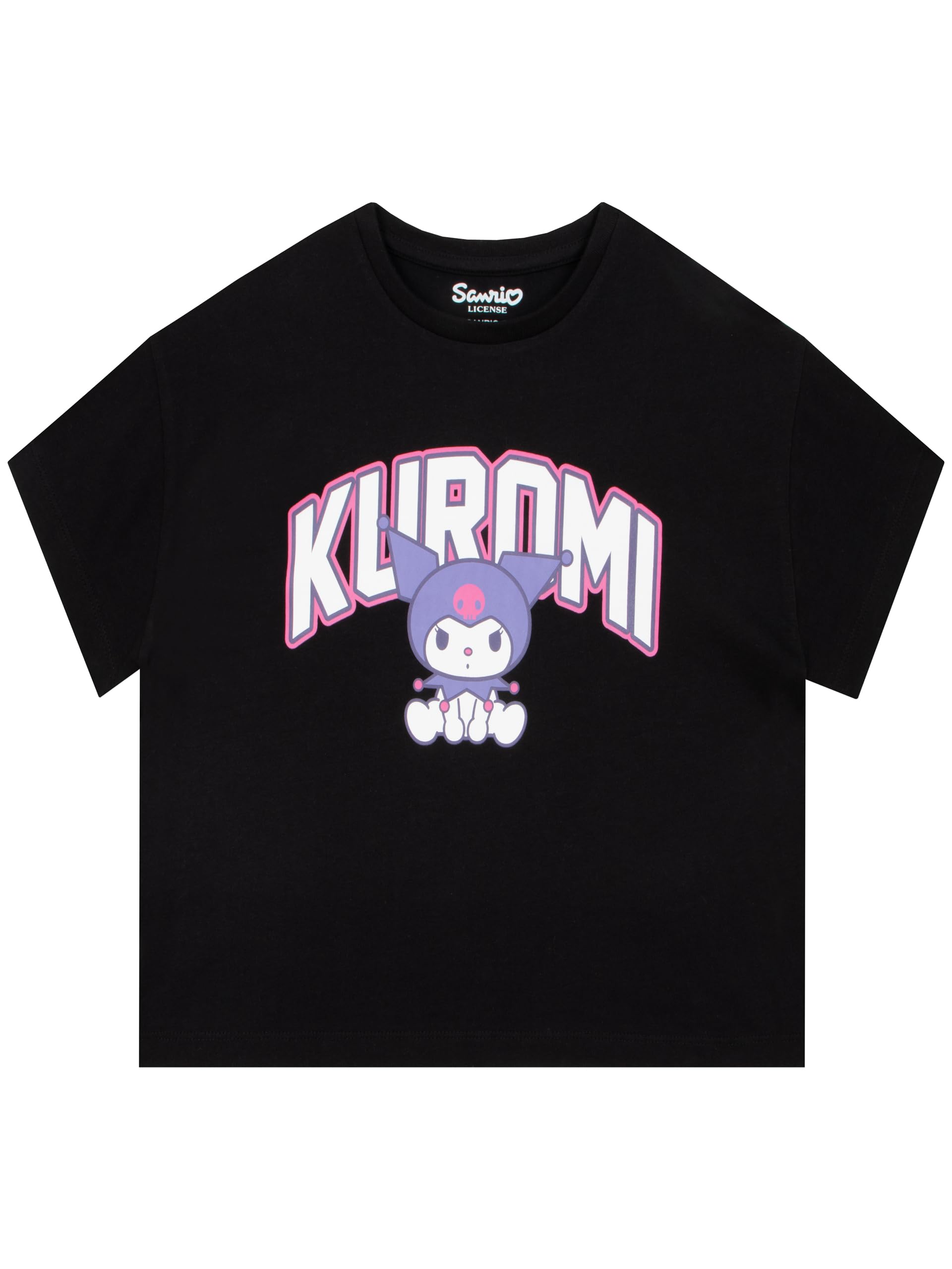 Sanrio Girls Kuromi Hello Kitty Tshirt, Short Sleeve Summer Top, Boxy Kids Tshirt, 10-11 Years