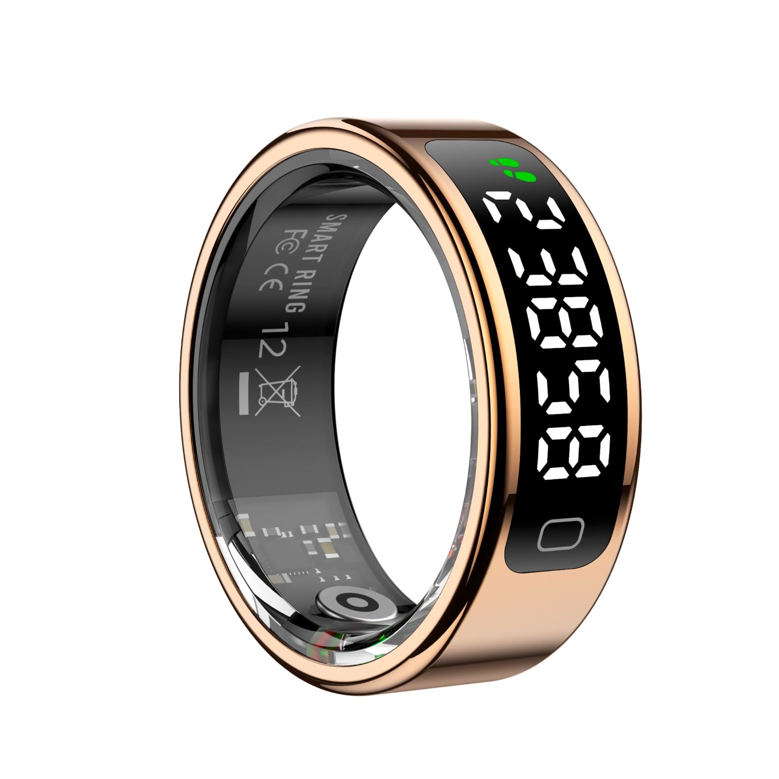 Smart Ring With Built-in LED Dispaly – Heart Rate, Body Temperature, SpO2 Monitoring, Stainless-Steel, IP68 Waterproof, Activity & Calorie Tracking, Sleep & Stress Monitoring, 150+ Sports mode (Gold)-picture-23