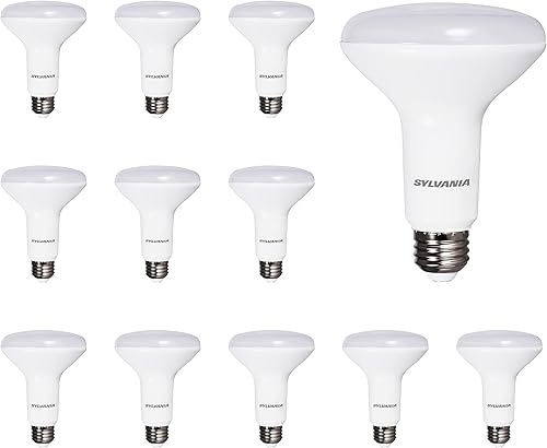 LEDVANCE Sylvania - Bombilla LED BR30 de inundación, 65 W  9 W, 10 años, 650 lúmenes, regulable, 3000 K, blanco, paquete de 12 (41263)