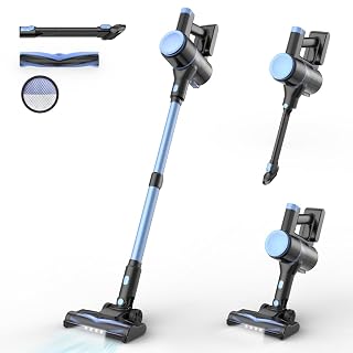 N8 Cordless Vacuum Cleaner,Powerful Suction Vacuum Cleaners for Home, 2200mAh Battery,40 Mins Runtime, Rechargeable, Self-Standing, Lightweight Stick Vacuum for Hardwood Floor Carpet Pet Hair (Azure) - Amazon product rated Grade A