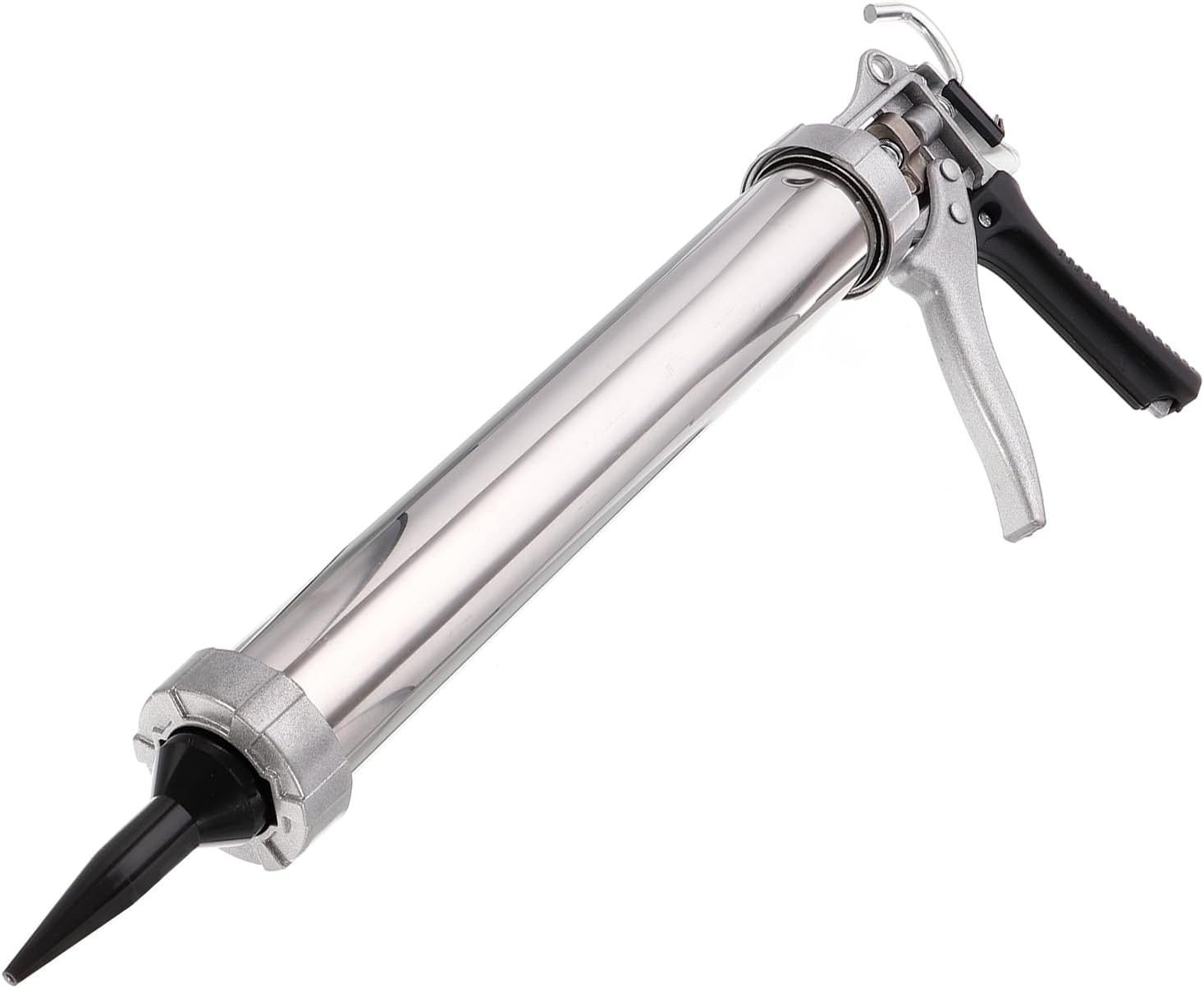 uxcell Manual Sausage Caulking Gun, Stainless Steel Sealant Cartridge Tube Caulk Applicator 600ml/20oz, 12:1 Thrust rate with Cones Nozzles, Silver Tone