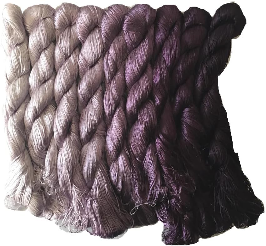9 skeins 100% Natural Mulberry Silk Handmade Embroidery Floss Thread 440m per Skein Color Group 74