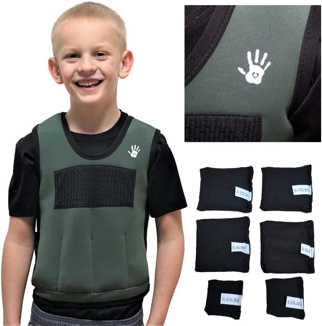 Sensory4u Medium Weighted Sensory Compression Vest for Kids Ages 5-9 with 6 Removable Weights Included - Great For Kids Sensory Motor Aide : Health & Household