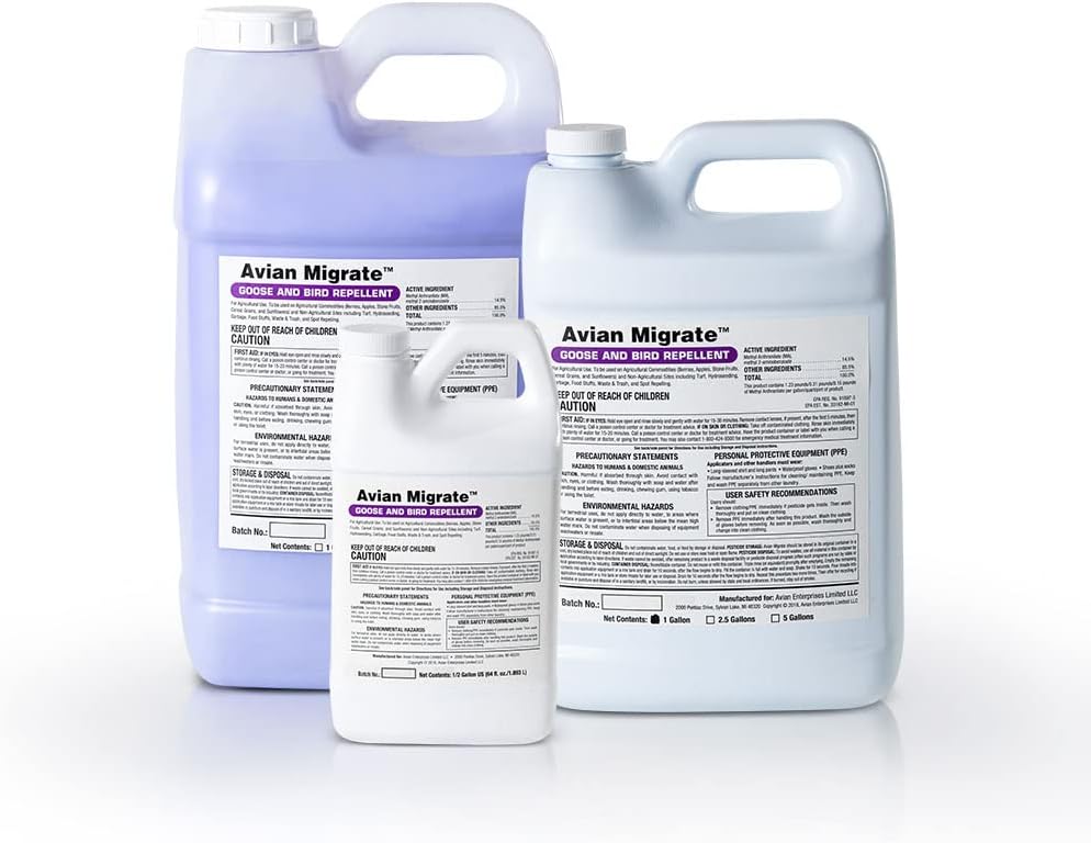 Goose Deterrent, Bird Repellent Concentrate, Geese Repellent, Non-Toxic, Removes Geese from Yards, Parks, Beaches, Ponds and Ground, Made in The USA (1/2 Gallon)