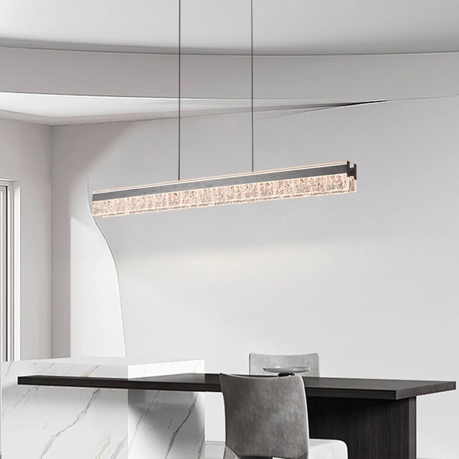 Moderna Lampada a Sospensione a LED per Tavolo da Pranzo Lunga 120cm Dimmerabile Illuminazione a Sospensione a LED per Isola Cucina Lussuosa Plafoniera per Sala da Pranzo e Ufficio