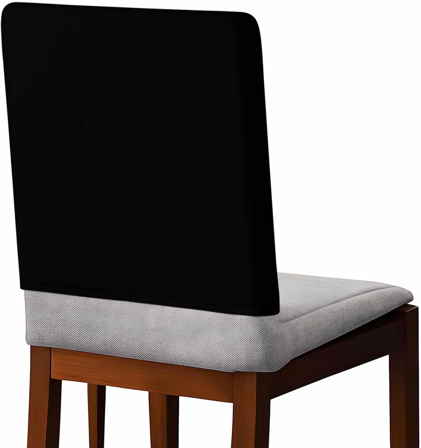 4Pack Dining Room Chair Back Covers Solid Art Minimalist Pure Black Stretch Removable Chair Protector Plain Single Dark Color Washable Chair Slipcovers for Home Kitchen,Hotel,Party Holiday