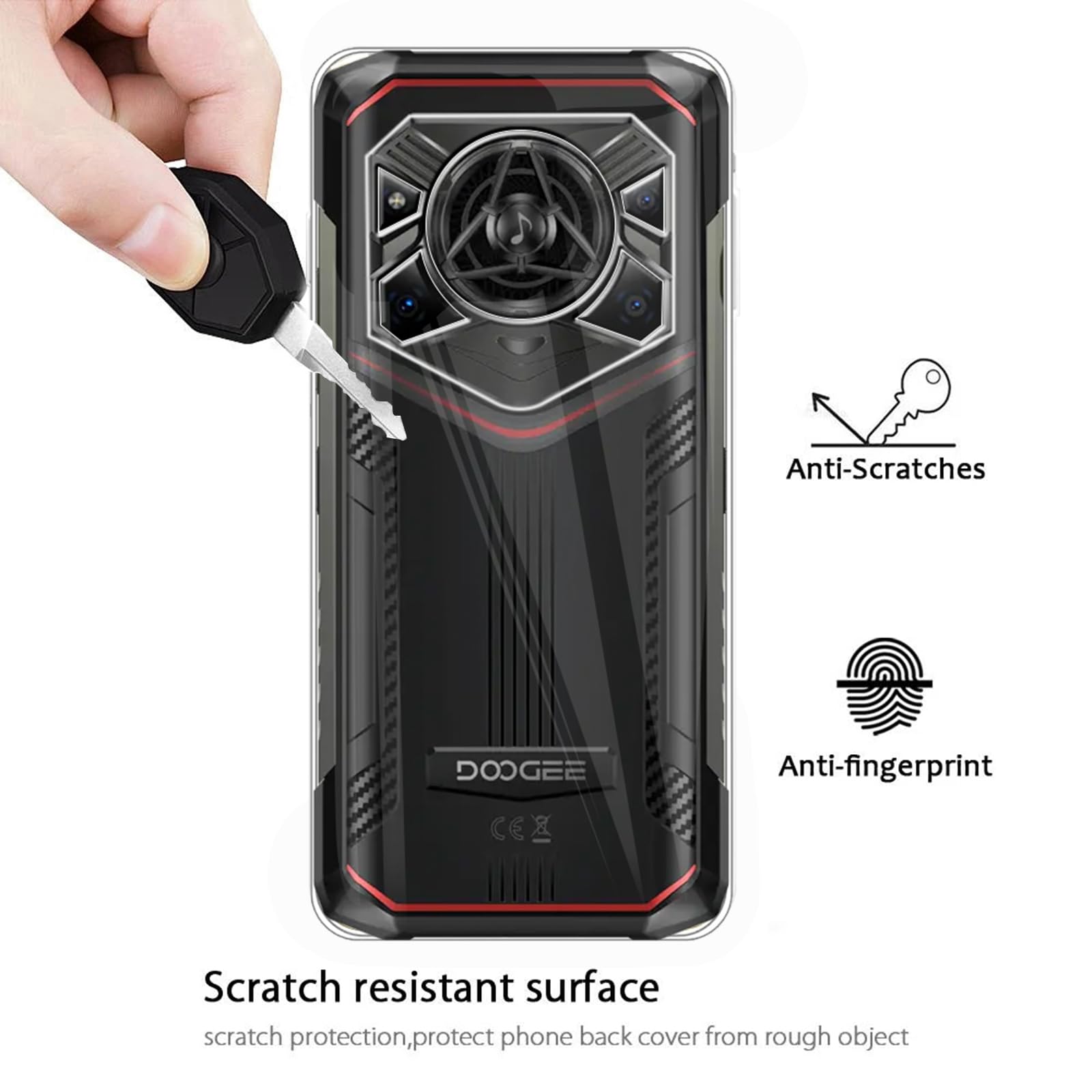 LYZXMY Cover per Doogee Fire 5(6.6) Trasparente Custodia + 2 Pezzi Pellicola Protettiva in Vetro Temperato, Ultra Sottile in Silicone Protettivo Bumper TPU Morbido Gel Case