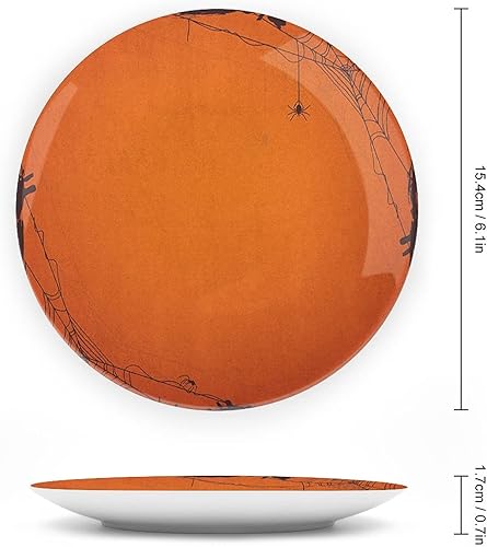 Miniatura 2 de Plato decorativo de 10 pulgadas, tela de araña, porcelana redonda, marco de Halloween, insectos, impresión abstracta de telaraña, para colgar en la