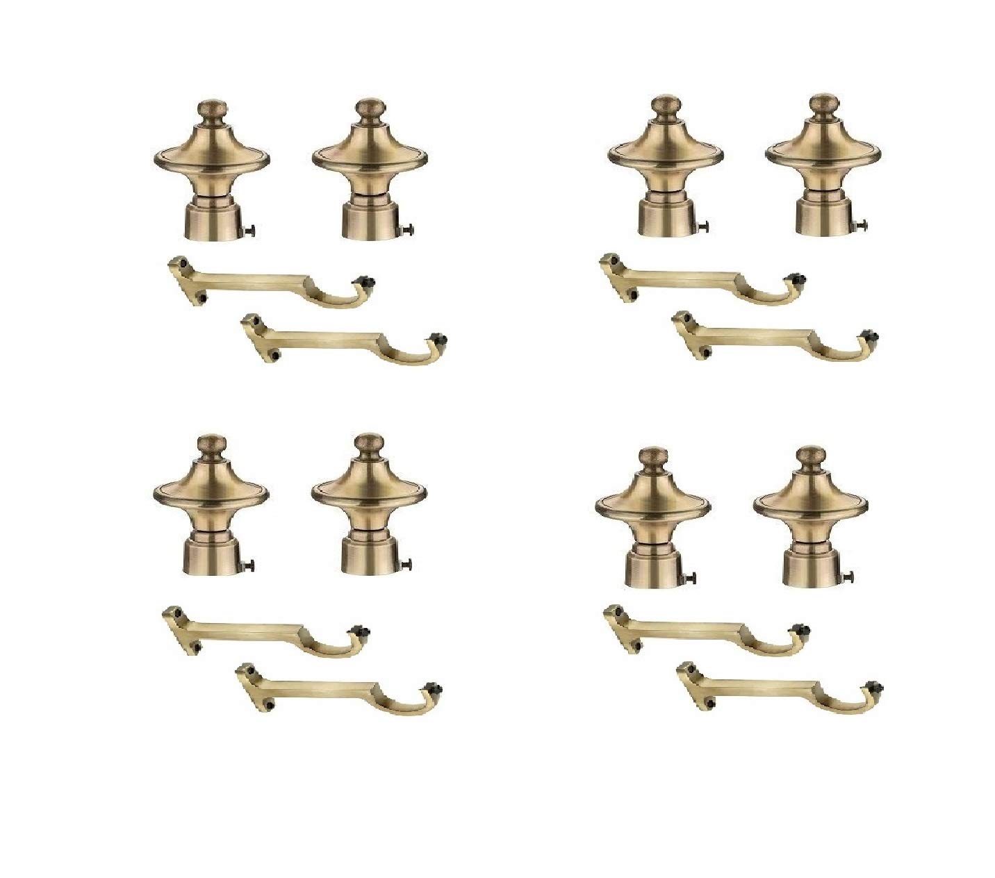 Taj Antique Finish Curtain Finials Along with Supports(4 Pair) Curtain Bracket/Curtain
