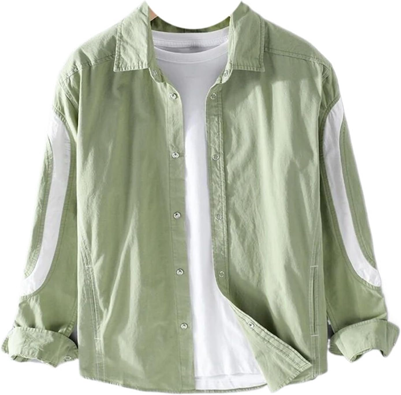 Long-Sleeve Casual Patchwork Cotton Shirts for Men Trend Comfortable Tops