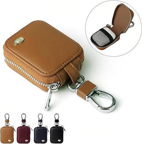 Miniatura 5 de Funda portátil de piel sintética para auriculares compatible con Airpods 4 con llavero de bolsillo de malla, bolsa de almacenamiento de auriculares