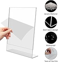 Vista 4 de Soporte de acrílico para letreros – 8.5 x 11 pulgadas, soportes de plástico acrílico para literatura, paquete de 12 soportes para letreros