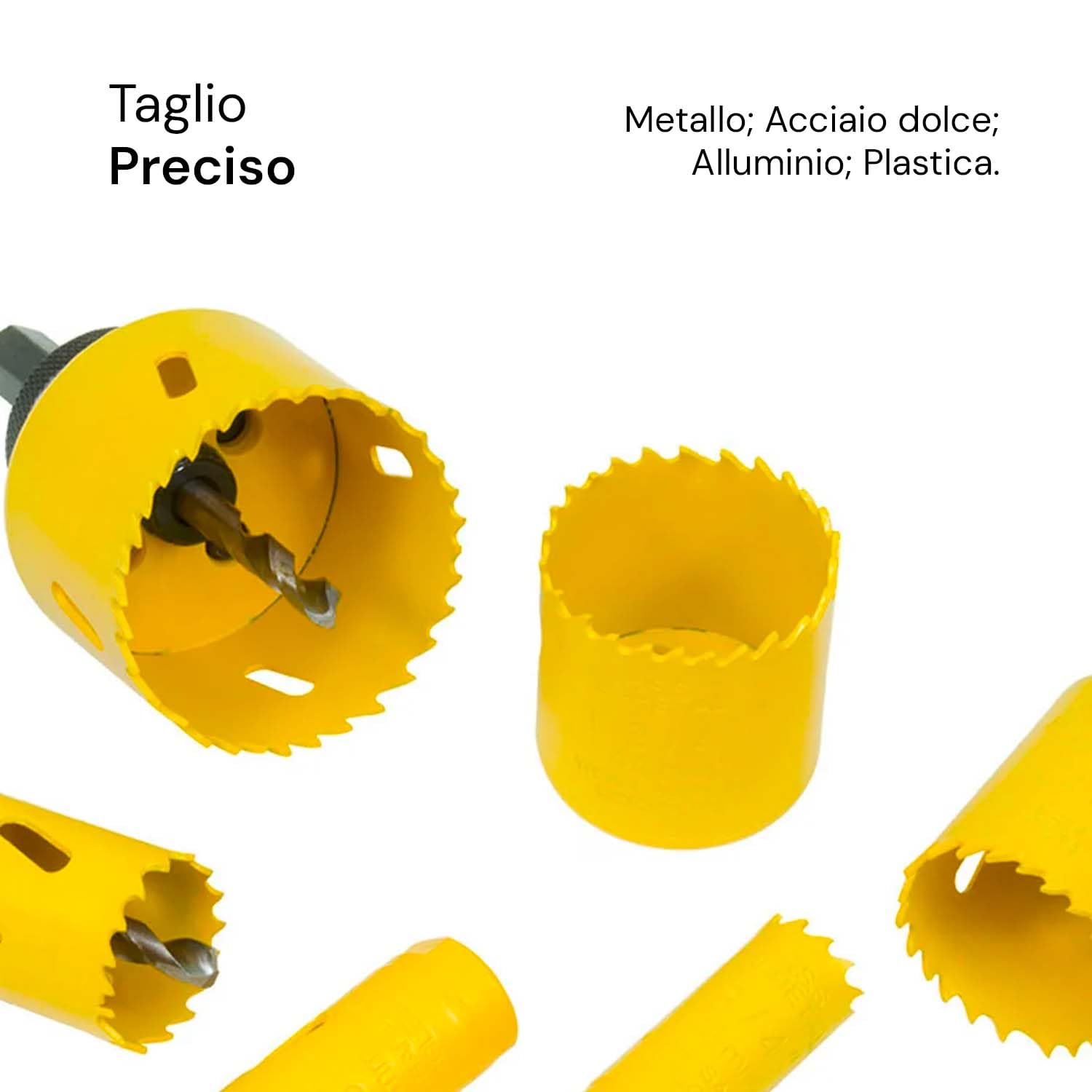 Avilia Set Valigetta con 9 Frese a Tazza Bimetalliche per Foratura di Superfici in Metallo, Legno e Plastica - Seghe a Tazza da 19-22-29-38-44-57mm