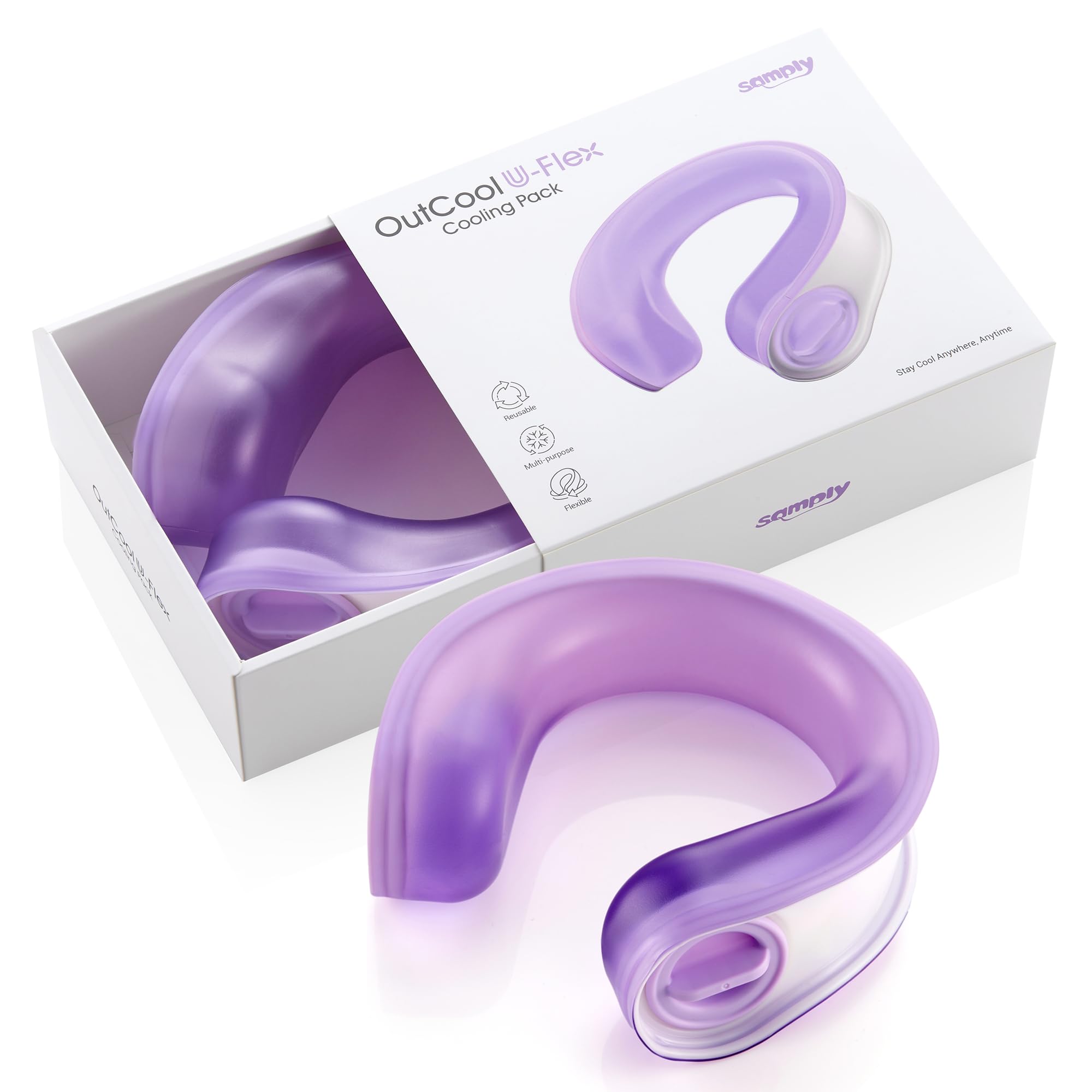 samply OutCool U-Flex Cooling Pack, Ice-fillable Portable Neck Cooler, Needless Hand Held, Cold Neck Wraps for Outdoor Sports, Travel, Camping, for Mother's and Father's Birthday,Grape Purple