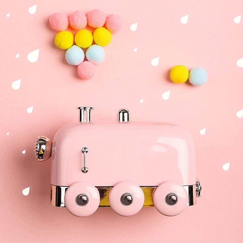 Air Humidifier Mini USB Humidifier Portable Small Train Humidifier Warm Night Light Auto Shut-Off Office Home and Car Quiet Humidifier Bedroom Babyroom Living Room Floor Humidifiers (Color : Pink)