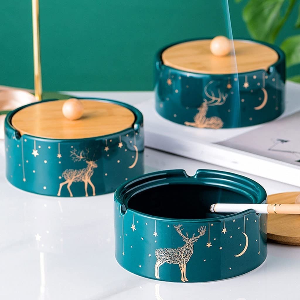 Set di posacenere for Sigarette Posacenere in Ceramica con Coperchio Tavolino da caffè for la casa all'aperto Soggiorno Tavolo Pranzo for Ufficio Decorazione ，Posacenere(A)