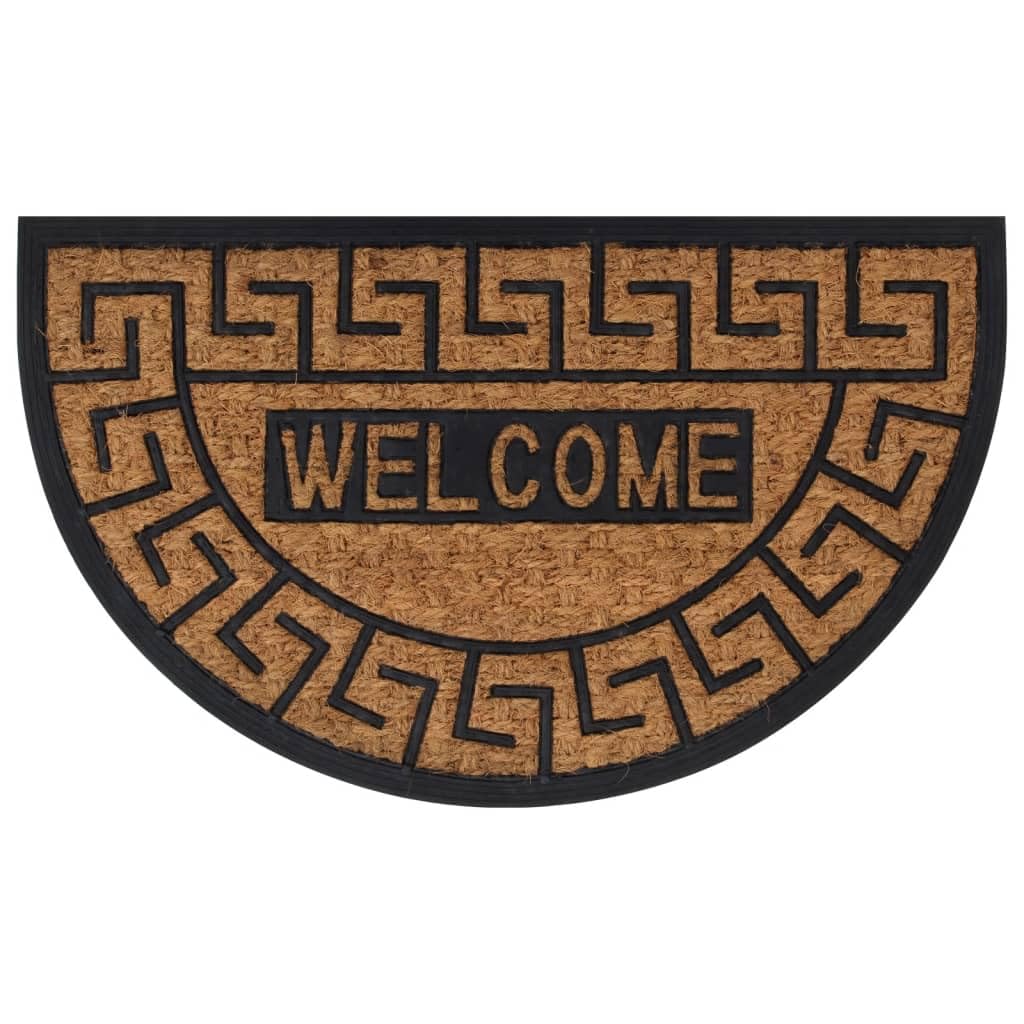 Felpudo semicircular 45 x 75 cm de goma y fibra de coco con base antideslizante para entrada, pasillo, terraza y jardín, resistente, antimanchas, ideal como felpudo y felpudo