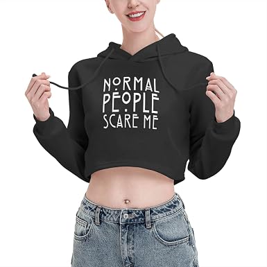 Amazon.com: Normal People Scare Me - Sudadera corta con capucha para mujer,  estilo casual, de manga larga, para primavera, otoño, invierno : Ropa,  Zapatos y Joyería