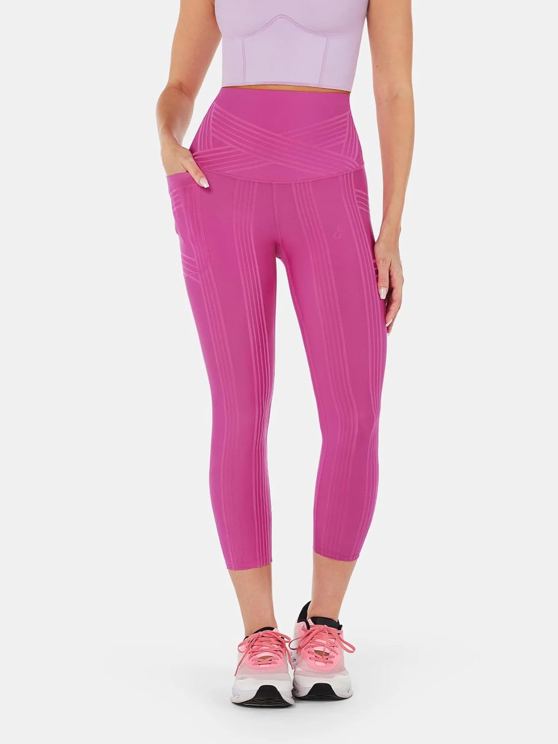 Fanka Powerband Resistance Leggings for Women,7/8 Length–Sculpting Compression with Built-in Bands,Reversible Wear