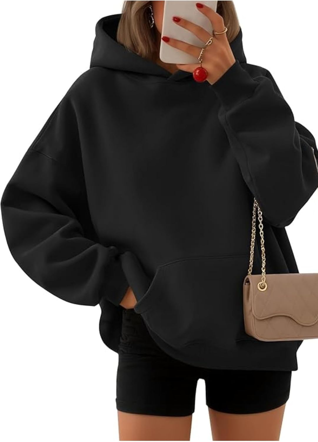 Women Oversized Hoodies Fleece Sweatshirts Fall Fashion Lounge Pullover Airport Travel Sweaters Cozy Winter Clothes - Image 8