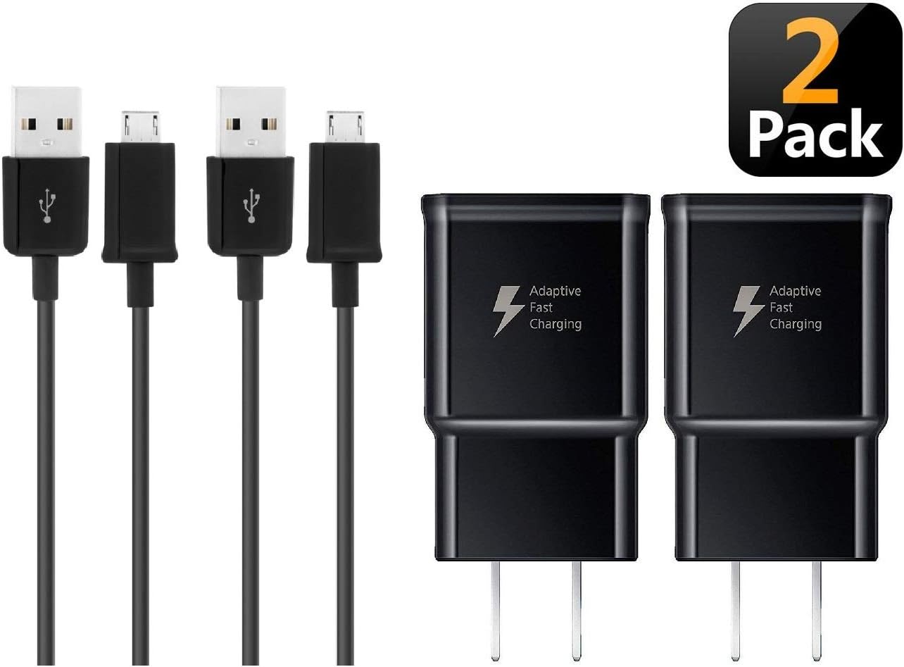 Adaptive Fast Wall Charger Compatible with Samsung Galaxy S7 / S7 Edge / S6 / S6 Edge and LG G2 / G3 / G4-2 Pack (Wall Chargers Adapter and Micro USB Cables)
