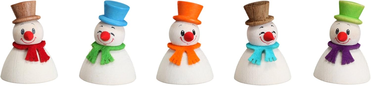 Seiffener Volkskunst Christmas wippel snowmann, 5 pieces, 4 cm / 2 inch, original Erzgebirge by SV 17005