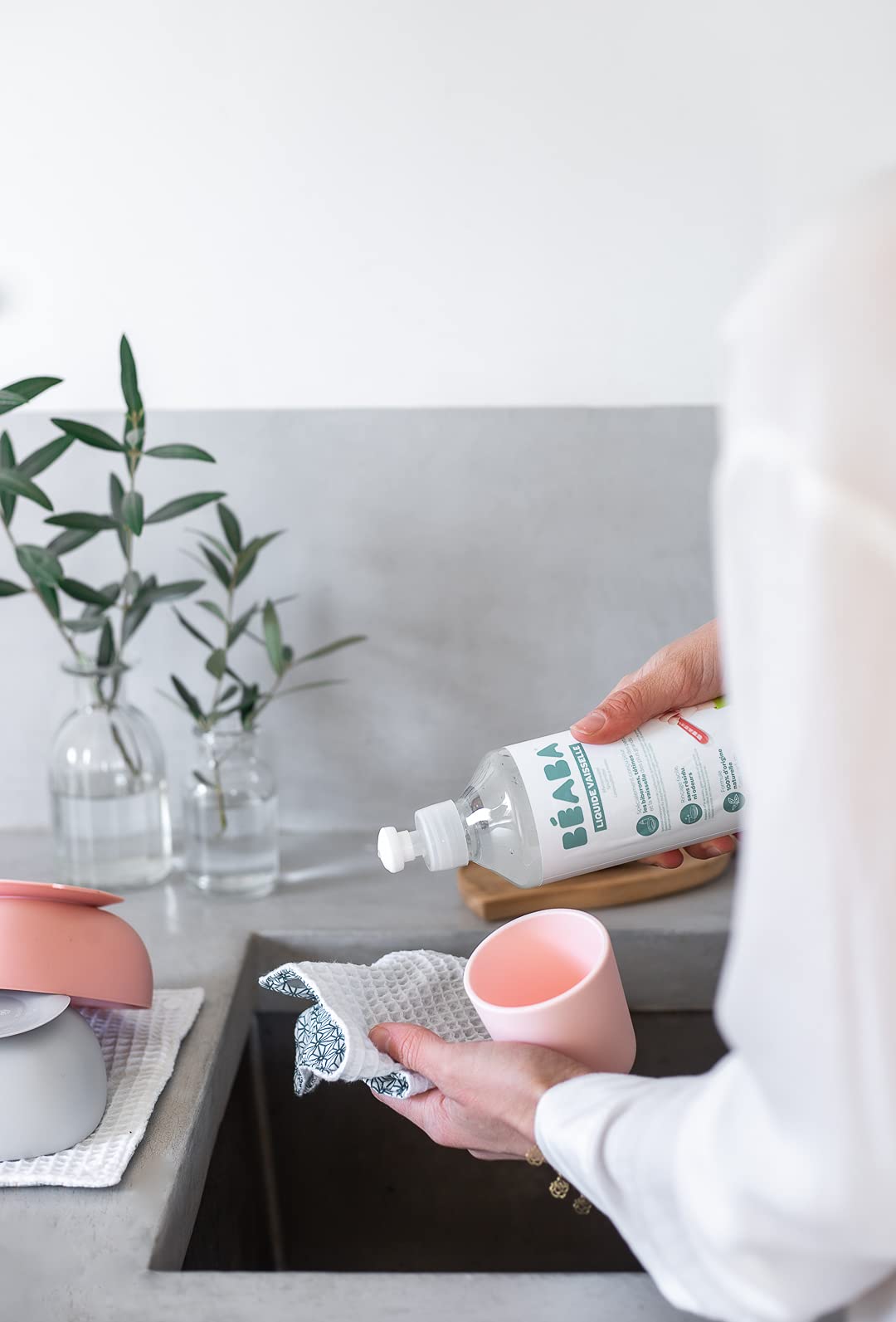 BÉABA, Detergente per biberon e accessori per la pappa, 100% di origine naturale, prodotto in Francia, senza profumo, flaconi 100% biodegradabili, lotto di 2x500 ml
