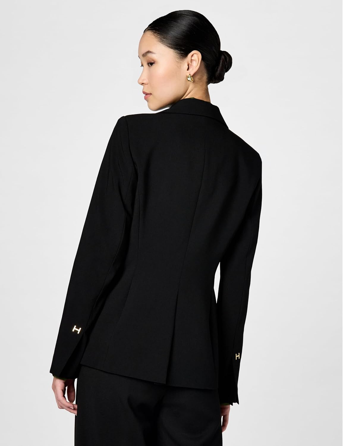 Halston Womens Halston H Closure Woven Office Workwear Blazer - Image 3