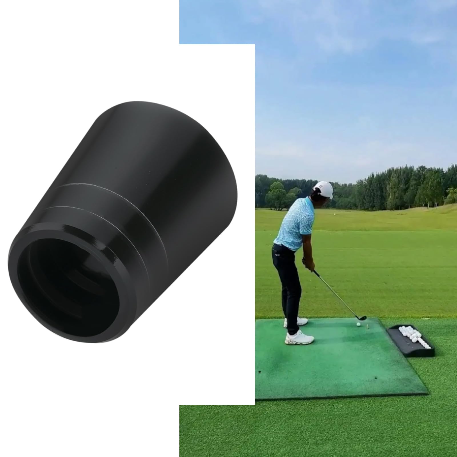 SG Store 12pcs Embouts de Golf en Fer avec Double Anneau Argenté Et Manchon en Caoutchouc pour Club de Golf Conique de 0,355 Cm 8,6 X 16 X 13,5 Mm Noir