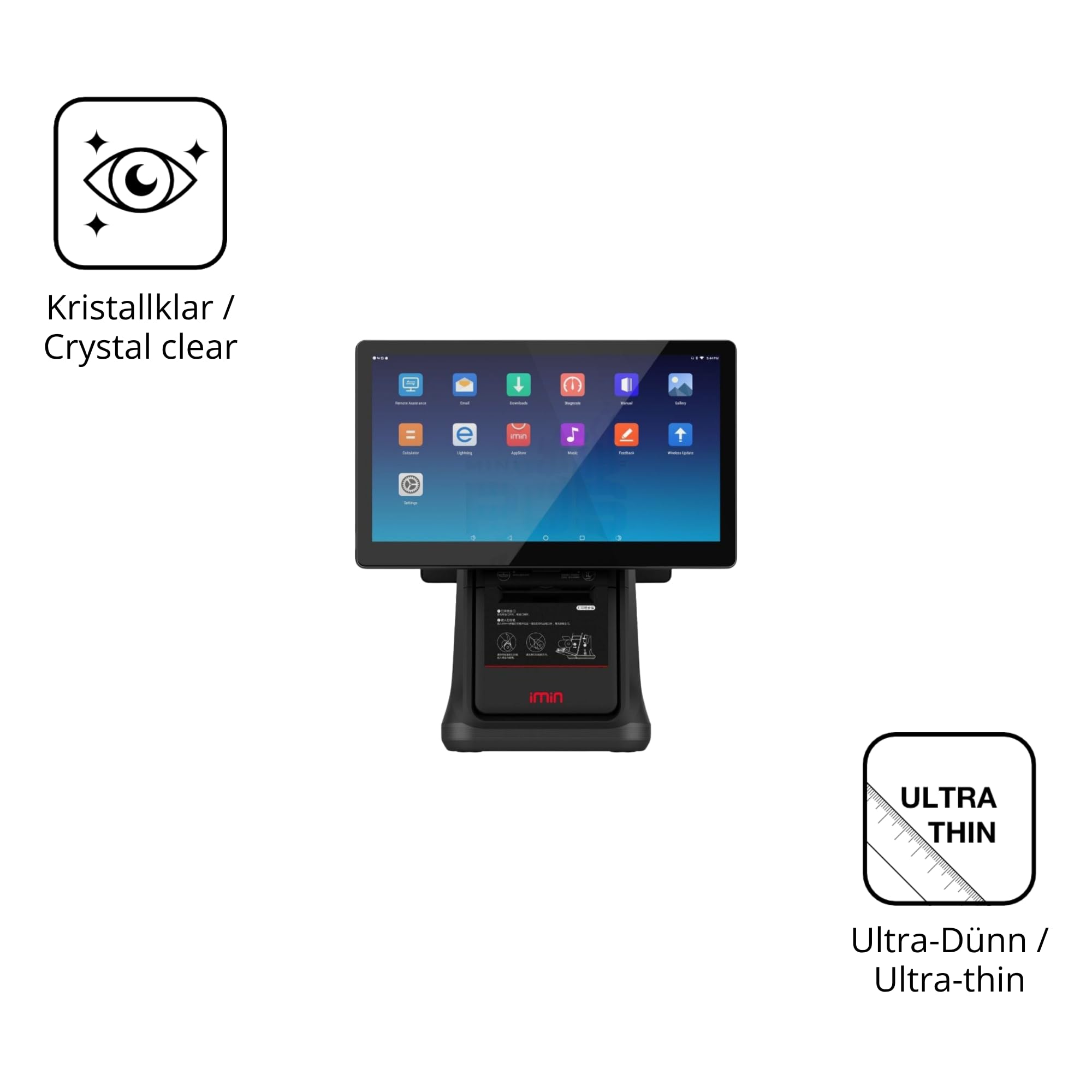 dipos 2x Protector de Pantalla claro para IMIN D4 / Pro D4-503 D4-505