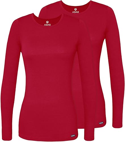 Adar Underscrubs - Camiseta de manga larga para mujer, 2 unidades