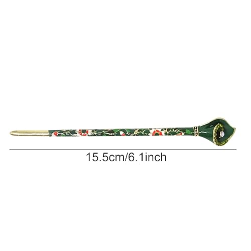 Miniatura 2 de Honbay Cloisonn - Palillos de pelo vintage con cala, estilo tradicional chino, palillos para el cabello, horquilla (verde)